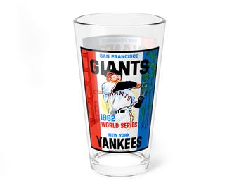 Mixing Glass, 16oz - 1962 Baseball World Series Giants-Yankees Retro Drinkware, Cocktail Glass, Barware, Gift for Sports Fans, Baseball
