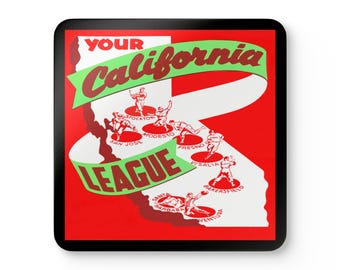 California League Memorabilia, 1949 Baseball - Corkwood Coaster Set