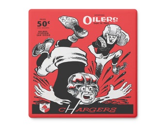 1964 Vintage San Diego Chargers - Houston Oilers Football Program Cover  - Soapstone Coaster Set (4)