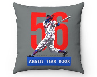 1956 Los Angeles Angels Baseball Yearbook Cover - Indoor Pillow