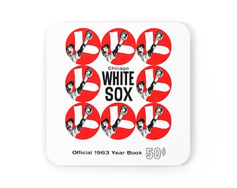 1963 Vintage Chicago White Sox Baseball Yearbook Cover - Corkwood Coaster Set