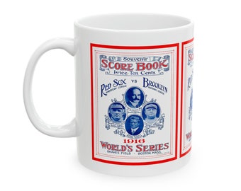 1916 Vintage Brooklyn Dodgers - Boston Red Sox Baseball World Series Program Cover - Ceramic Mug, 11oz