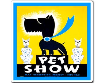 Vintage WPA Pet Show Poster Magnets, Fridge Magnet, Retro Kitchen Decor, Animal Lover Gift, Historical Art Magnet