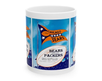 Football Ceramic Mug, Chicago Bears Green Bay Packers Sports Fan Gift, Football Team Rivalry, Football Lover Coffee Cup, Game Day