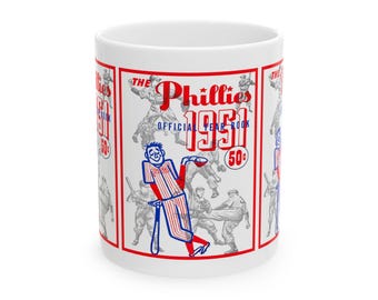 Vintage Baseball 1951 Philadelphia Phillies Ceramic Mug - Perfect Gift for Sports Fans, Retro Memorabilia Collectors, Father's Day, Birthday