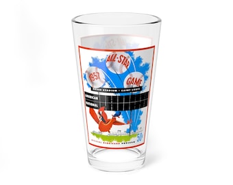 Mixing Glass, 16oz - 1957 Baseball All-Star Game, St Louis - Vintage Sports Barware, Retro Baseball Fan Gift, Collectible Glassware,