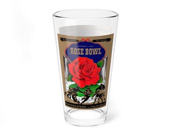 Mixing Glass, 16oz - 1949 Football Rose Bowl Northwestern California, Unique Barware Gift, College Football Fan Decor, Game Day Beer Glass,