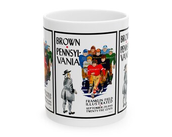 1945 Football Brown Pennsylvania Ceramic Mug, Vintage Sports Coffee Cup Gift, Retro Soccer Tea Mug, Sports Fan Drinkware, Father's Day Gift