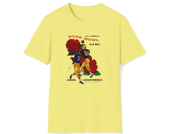 1959 Vintage Iowa Hawkeyes - California Bears Rose Bowl Program Cover - Softstyle T-Shirt