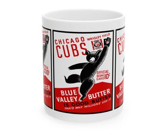 Vintage 1939 Baseball Chicago Cubs Program Ceramic Mug, Collectible Sports Memorabilia, Baseball Fan Gift, Coffee Cup, Tea Mug, Sports Decor