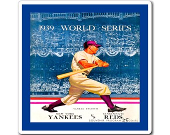 1939 Vintage New York Yankees Baseball World Series Program Cover  - Magnets