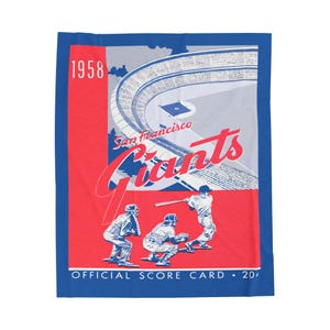 Velveteen Plush Blanket, Giants Baseball Fan Gift, SF Giants Throw Blanket, Sports Team Home Decor, MLB 1958 Vintage Design
