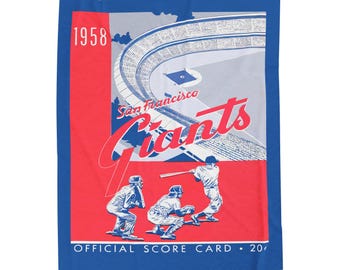 Velveteen Plush Blanket, Giants Baseball Fan Gift, SF Giants Throw Blanket, Sports Team Home Decor, MLB 1958 Vintage Design