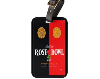 1967 Football Rose Bowl Luggage Tag | Vintage Football Travel ID