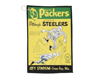Golf Towels, Vintage Green Bay Packers, Pittsburgh Steelers Sports Fan Towel, Golfing Gift,  Football Team Merchandise, Retro Sports Decor