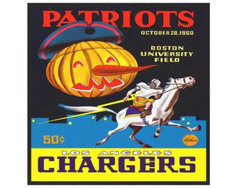 Car Magnets - 1960 Football Patriots Chargers, Vintage Sports Fan Gift, Retro Football Team Decor, Fridge Magnets, Sports Memorabilia,