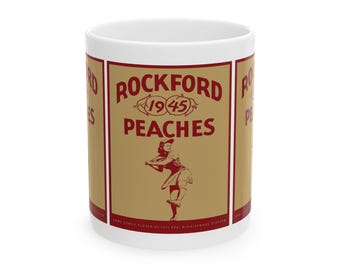 1945 Vintage Rockford Peaches Baseball Yearbook Cover - Ceramic Mug, 11oz, 15oz