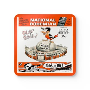 Baseball 1954 Baltimore Orioles Coaster Memorabilia, Sports Coaster, Sports Fan Gift, Baseball Collectibles, Kitchen Decor
