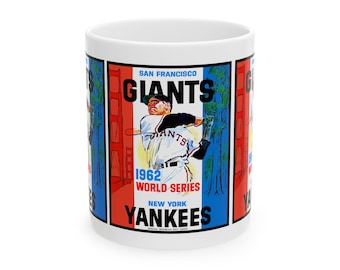 Baseball World Series Ceramic Mug, 1962 San Francisco Giants vs New York Yankees, 11oz 15oz Cup, Sports Fan Gift, Team Rivalry, Vintage