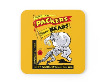 1955 Vintage Bears - Packers Football  -  Corkwood Coaster Set