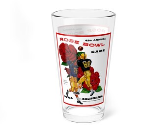 Mixing Glass, 16oz - 1959 Football Rose Bowl Iowa California, Vintage Sports Barware, Game Day Gift, College Football Fan, Sports