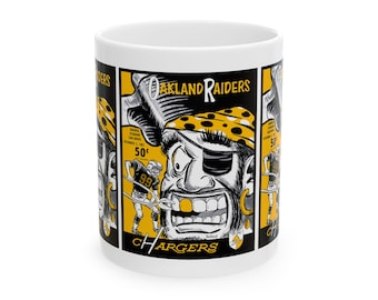 Football Ceramic Mug, Oakland vs San Diego, Sports Fan Gift, Gift for Him, Office Decor, Football Memorabilia