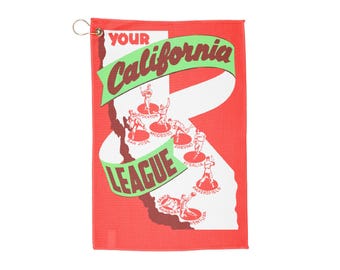 Vintage Baseball Golf Towel - 1949 California League, Sports Towel, Retro Golf Gift, Golfing Accessory, Golf Club Towel