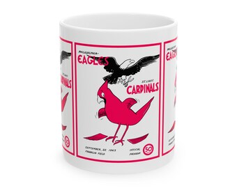 Vintage 1963 Football Eagles Cardinals Ceramic Mug, 11oz 15oz, Sports Fan Gift, Game Day Cup, Retro Football Decor, Coffee Mug