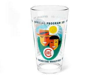 1956 Vintage Chicago Cubs Baseball Program Cover -  Pint Glass, 16oz