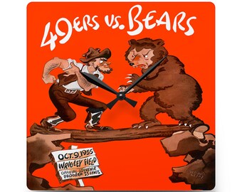 1955 Vintage Chicago Bears - San Francisco 49ers Football Program Cover - Acrylic Wall Clock