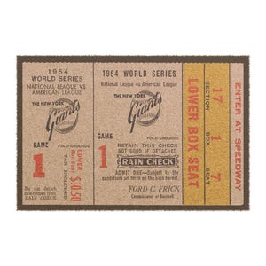 Fußmatte, Vintage Baseball 1954 Baseball World Series Ticket Teppich, Sportfan Geschenk, Baseball Wohnkultur, Eingangsmatte, Willie Mays Catch