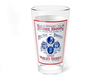 Mixing Glass, 16oz - 1916 Baseball World Series Dodgers-Red Sox, Gift, Barware, Sports Memorabilia, Baseball Fanatic, Vintage Style