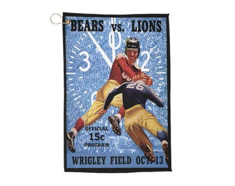 Vintage 1940 Football Bears-Lions Golf Towel, Sports Towel, Golf Accessories, Golf Gifts, Sports Fan Gift, Golfing Gear