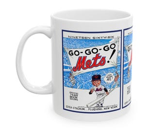 Baseball Ceramic Mug, 1966 New York Mets Coffee Cup, Sports Fan Gift, Baseball Lover Gift, Team Logo Mug, Baseball Memorabilia, Vintage