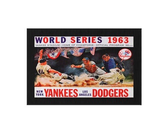 1963 Vintage Los Angeles Dodgers - New York Yankees World Series Program Cover - 36 x 24 Outdoor Rug
