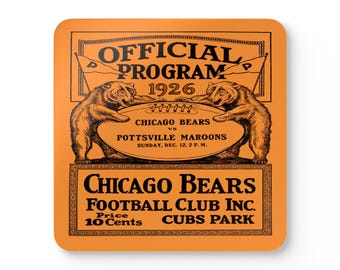 1926 Vintage Chicago Bears-Pottsville Maroons Football Program Cover - Corkwood Coaster Set