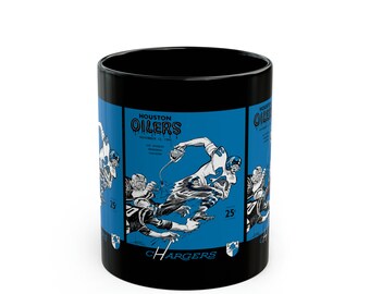 1960 Vintage Houston Oilers - Los Angeles Chargers Football Program Cover - Black Mug 11 oz