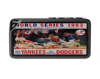 Bluetooth Speaker, 1963 Baseball World Series - Dodgers Yankees, Vintage Baseball Fan Gift, Sports Memorabilia Decor, Gift for Baseball