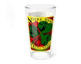 Mixing Glass, 16oz - 1935 Ohio State Notre Dame Football design, Sports Barware, Game Day Beer Glass, College Football Fan Gift, Football
