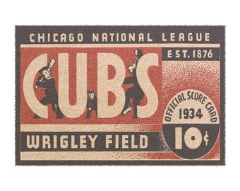 Baseball Doormat, Chicago Cubs Rug, 1934 Sports Decor, Entryway Welcome Mat, Gift for Baseball Fan, Home Game Room Decoration
