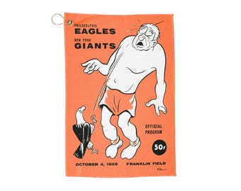 Vintage 1959 New York Giants Philadelphia Eagles Football Golf Towel - Sports Towel, Golf Gift, Football Memorabilia, Football Fan Gift