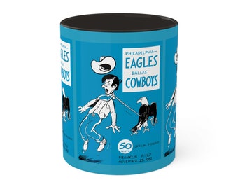 1962 Vintage Dallas Cowboys - Philadelphia Eagles Football Program Cover - Colorful Mugs, 11oz