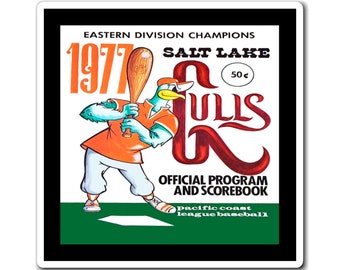 1977 Vintage Salt Lake Gulls Baseball Program Cover - Magnets