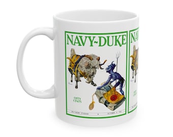 Vintage 1944 Football Duke-Navy Ceramic Mug, Sports Fan Gift, Retro College Football Cup, Unique Father's Day Present, Coffee Mug for Him,