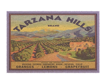 1950's Vintage Produce Label - Tarzana Hills - Doormat