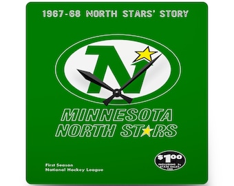 Hockey Wall Clock, Minnesota North Stars Clock, Sports Room Decor, Vintage Hockey Gift, Retro Sports Fan Gift, Acrylic Clock, Hockey