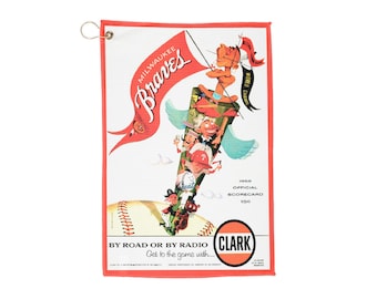 Golf Towels, Milwaukee Braves Baseball Towel, Sports Towel, Golf Accessories, Golf Gift, Retro Baseball Towel