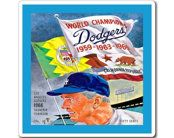 1966 Vintage Los Angeles Dodgers Baseball Yearbook Cover - Walter Alston - Magnets