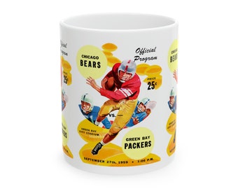 1959 Vintage Chicago Bears - Green Bay Packers Football Program Cover - Ceramic Mug, 11oz