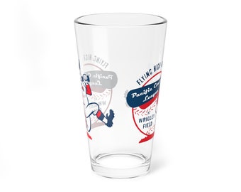 Vintage Pacific Coast League Baseball - Wrigley Field - Los Angeles  -  Pint Glass, 16oz